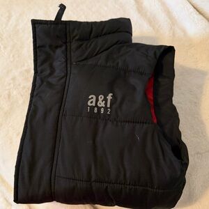 Abercrombie & Fitch Black Puffer Vest with Red Accents